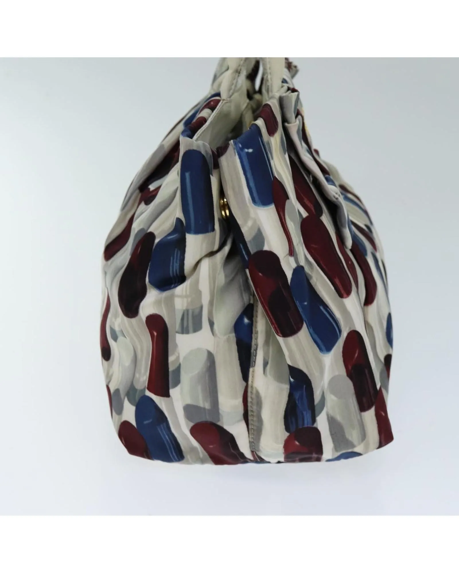 Multicolor Nylon Hand Bag with Lip Pattern by Italian Designer