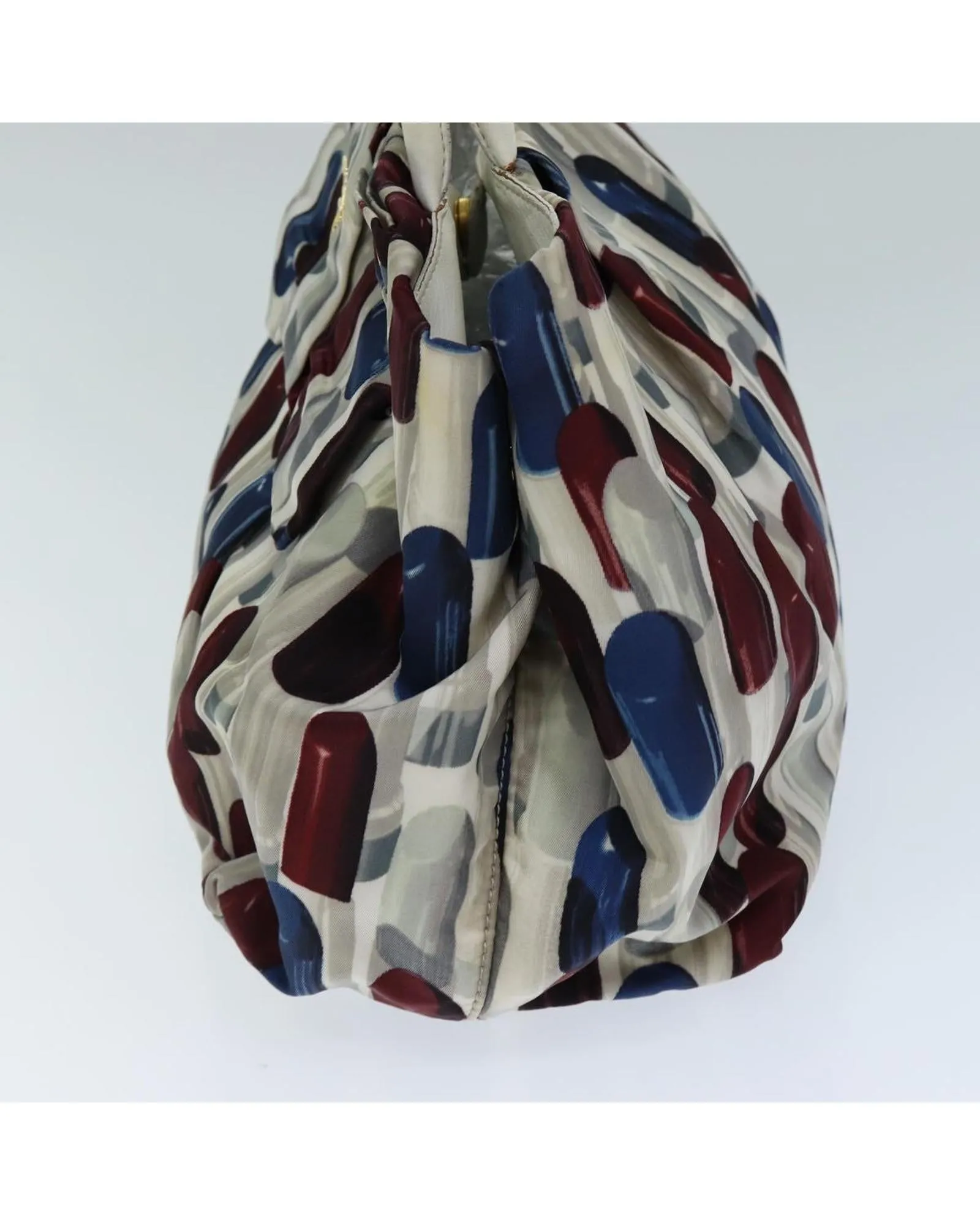 Multicolor Nylon Hand Bag with Lip Pattern by Italian Designer