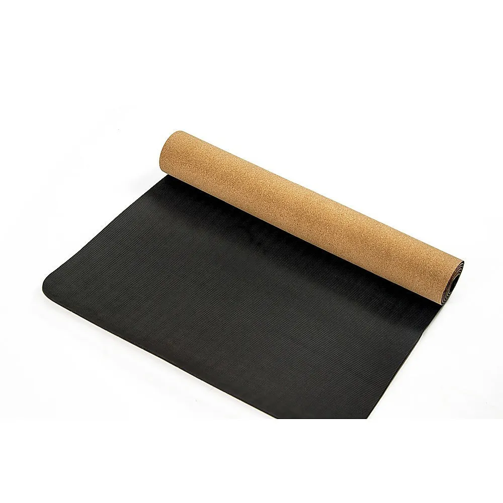 Natural Cork TPE Yoga Mat, Antimicrobial, 6mm Thick