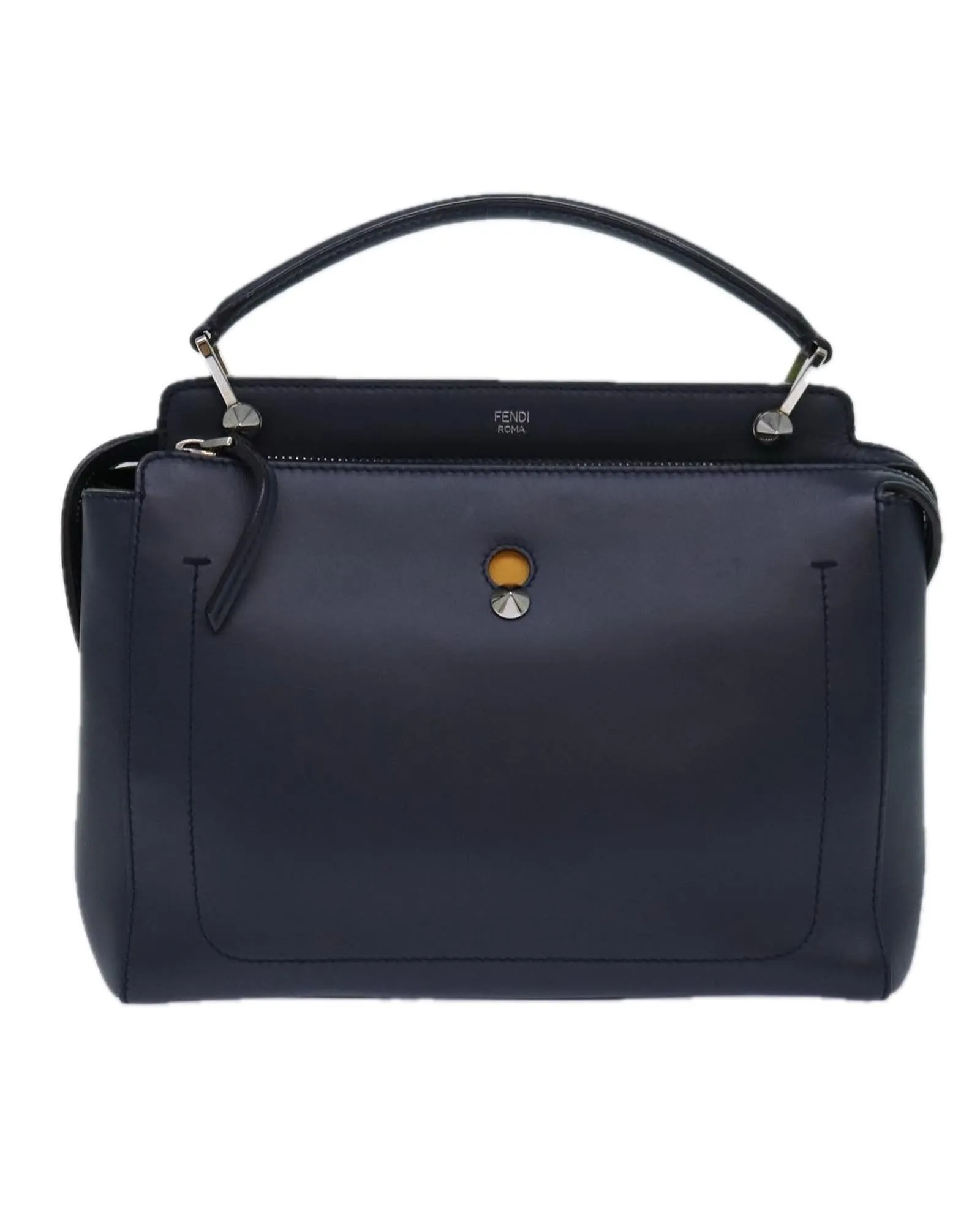 Navy Leather 2-Way Hand Bag by Fendi