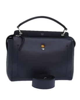 Navy Leather 2-Way Hand Bag by Fendi