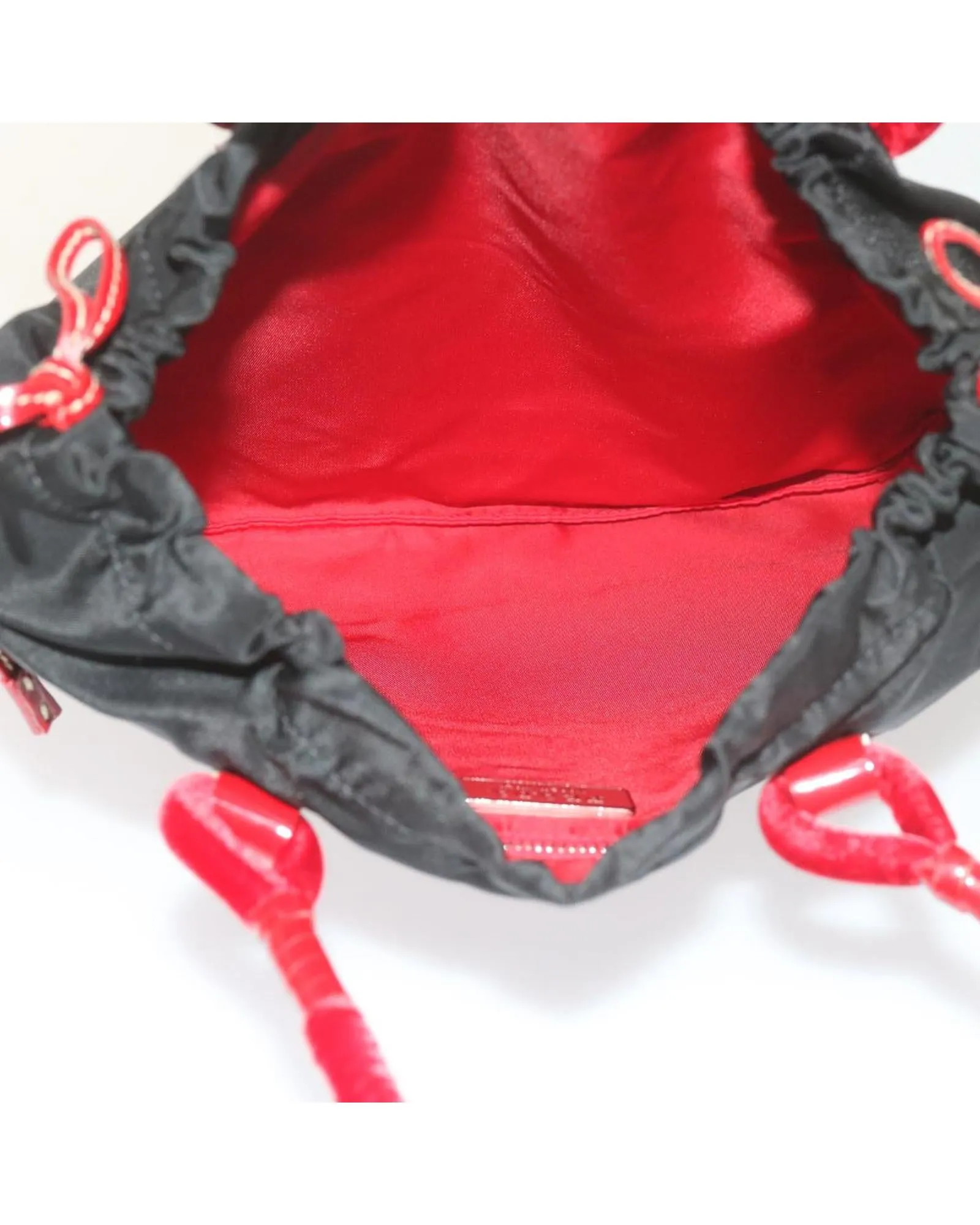 Nylon Black and Red Hand Bag by Italian Designer