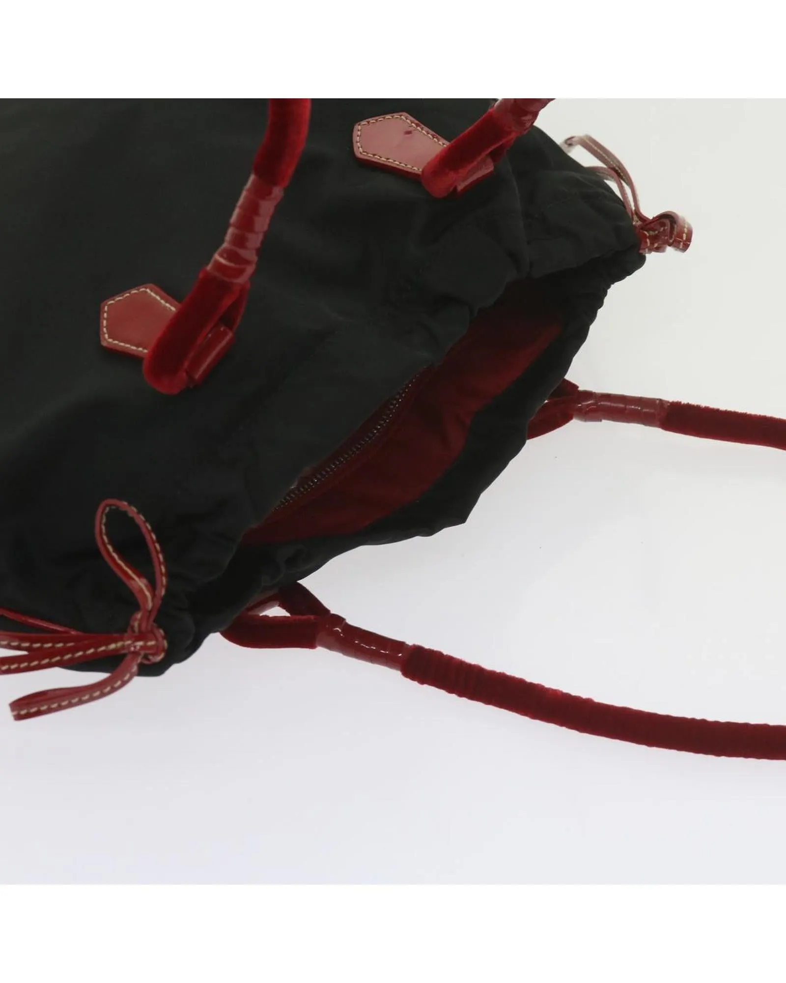 Nylon Black and Red Hand Bag by Italian Designer