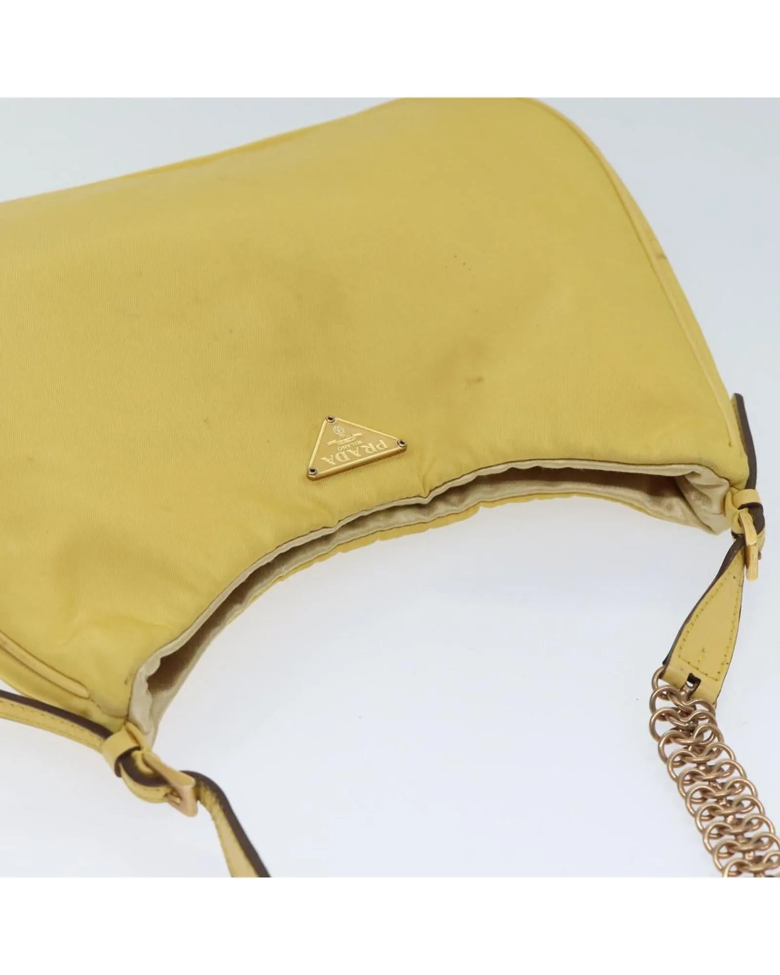 Nylon Chain Shoulder Bag in Yellow by Italian Designer