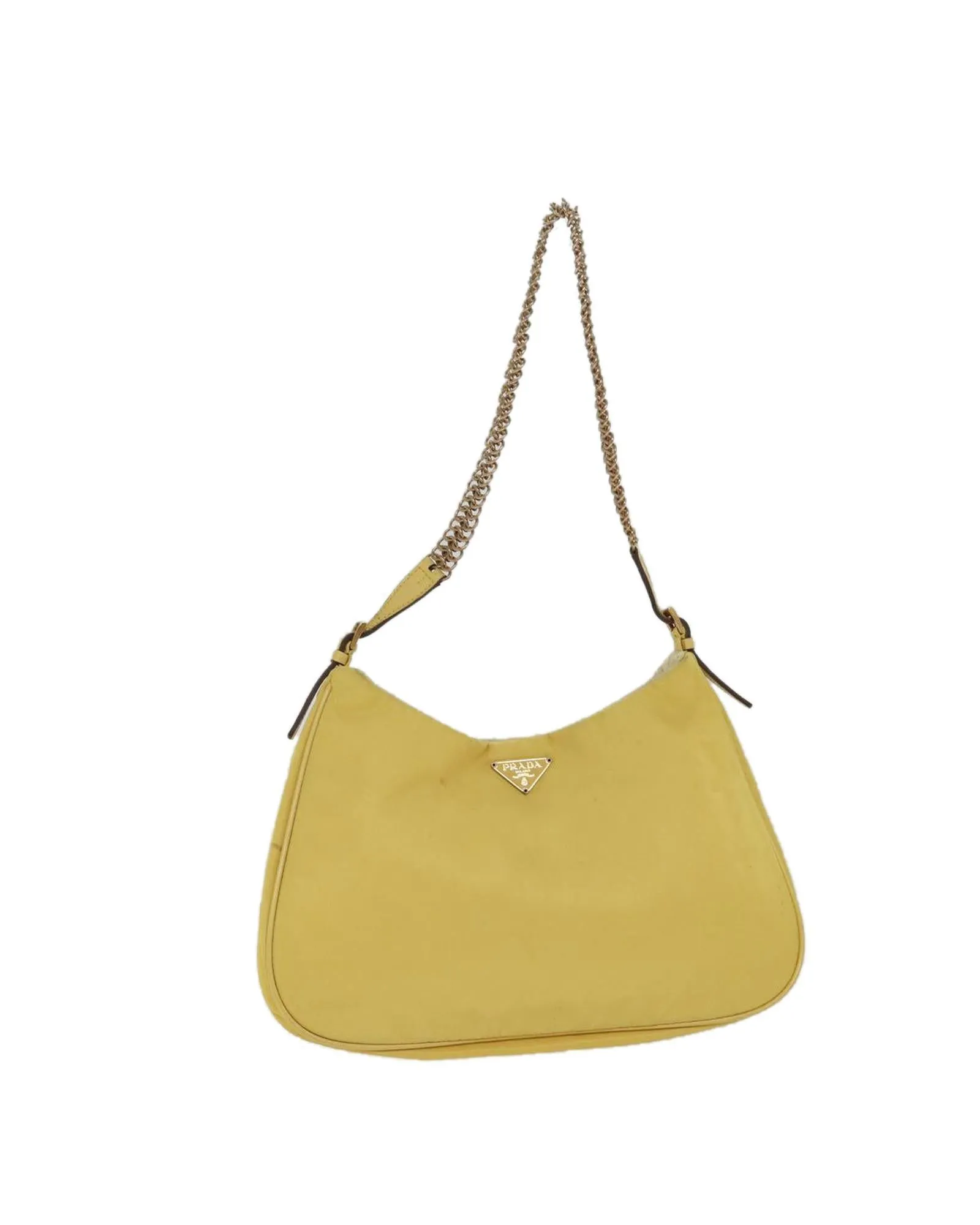 Nylon Chain Shoulder Bag in Yellow by Italian Designer