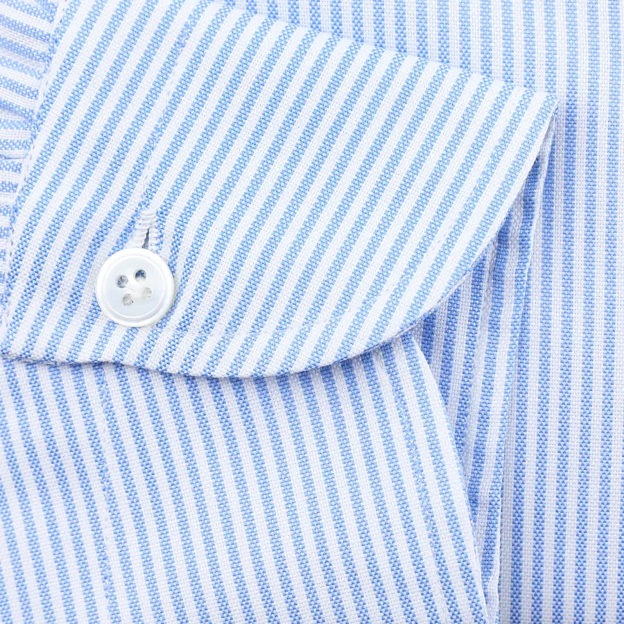 Oxford Button Down Shirt - White / Blue - University Stripe Thin