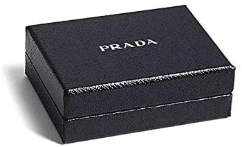 Prada Black Navy Vitello Micro Grain Mens Vertical Card Holder