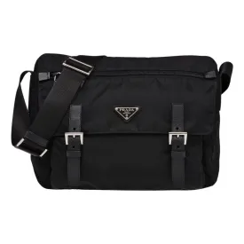 Prada Black Nylon Triangle Logo Messenger Bag