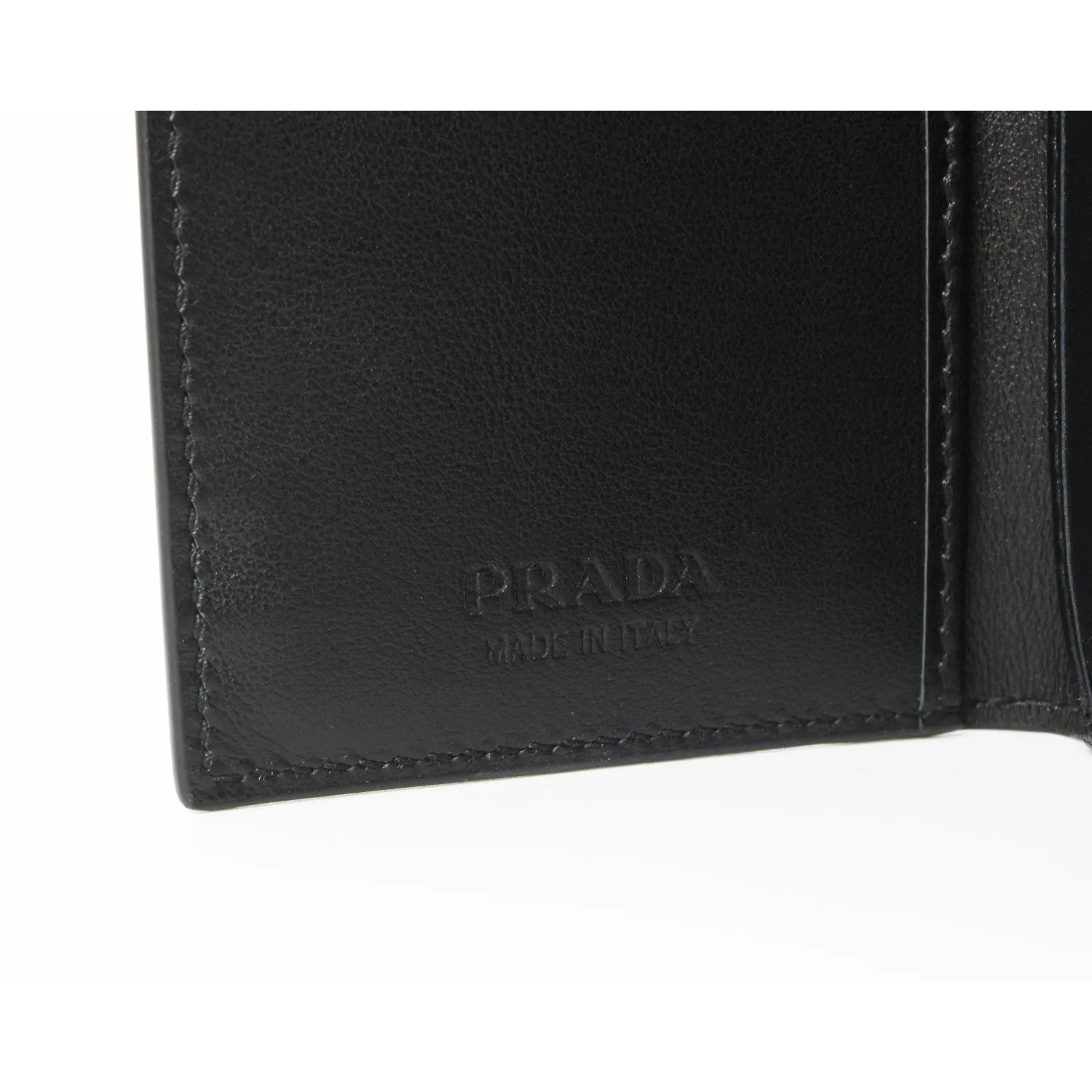 Prada Black Saffiano Leather Vertical Logo Card Holder