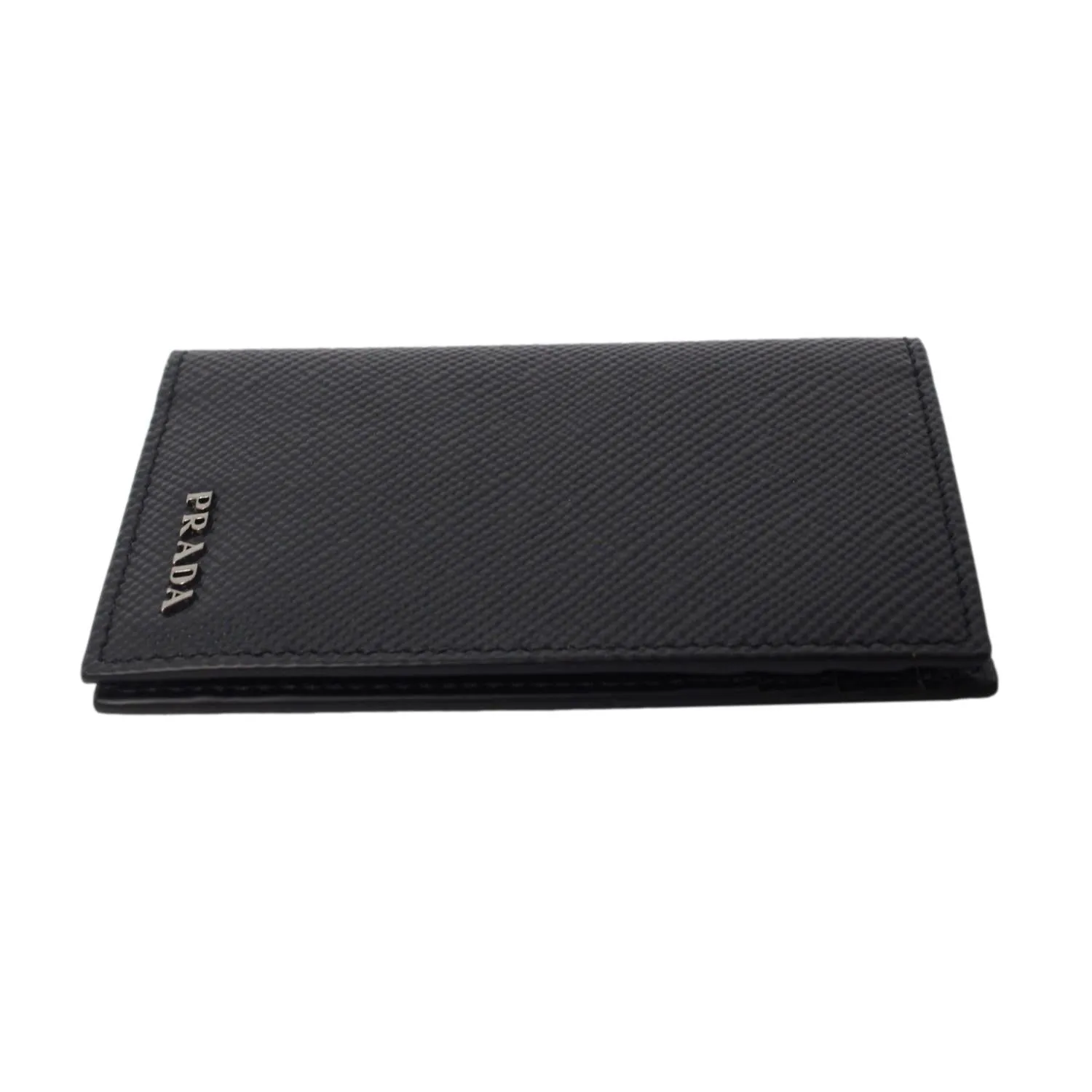 Prada Black Saffiano Leather Vertical Logo Card Holder