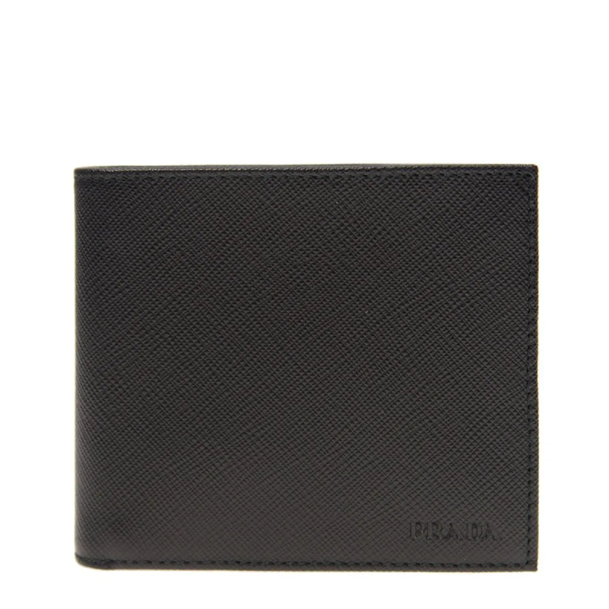 Prada Men's Saffiano Nero Black Bifold ID Wallet