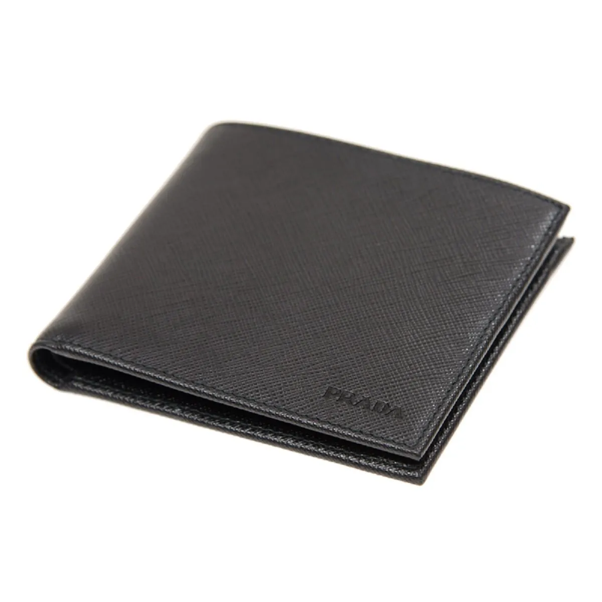 Prada Men's Saffiano Nero Black Bifold ID Wallet