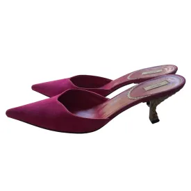 PRADA Pink Suede Pointed Toe Heels | Size 38.5