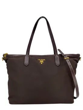 PRADA Tessuto Nylon and Saffiano Leather Tote