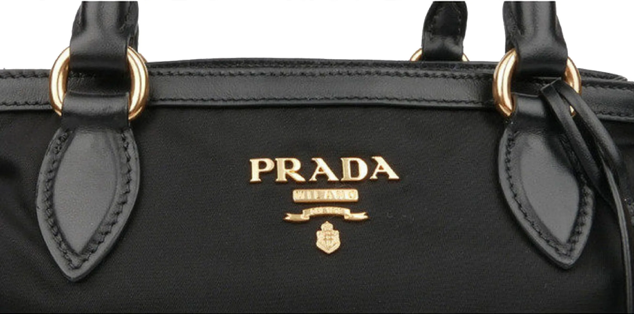 Prada Tessuto Nylon Black Saffiano Small Handbag Satchel 1BA172