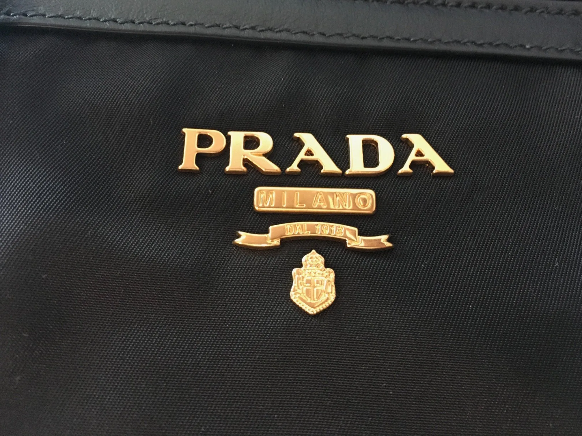 Prada Tessuto Nylon Black Saffiano Small Handbag Satchel 1BA172