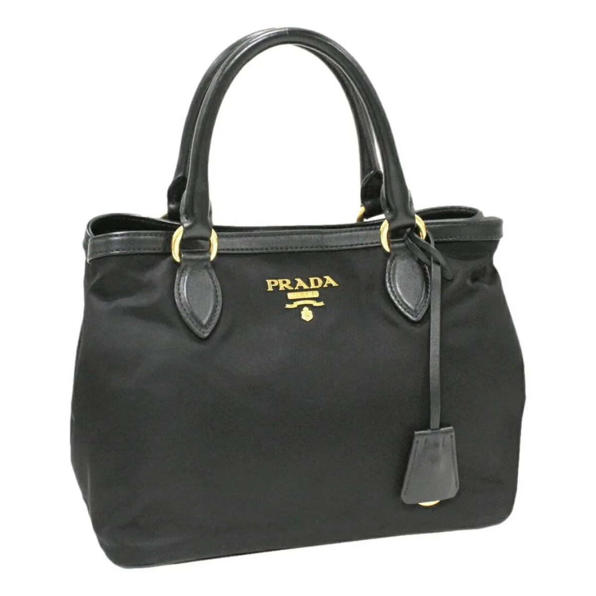 Prada Tessuto Nylon Black Saffiano Small Handbag Satchel 1BA172