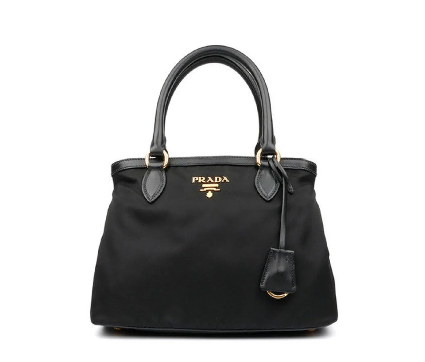 Prada Tessuto Nylon Black Saffiano Small Handbag Satchel 1BA172