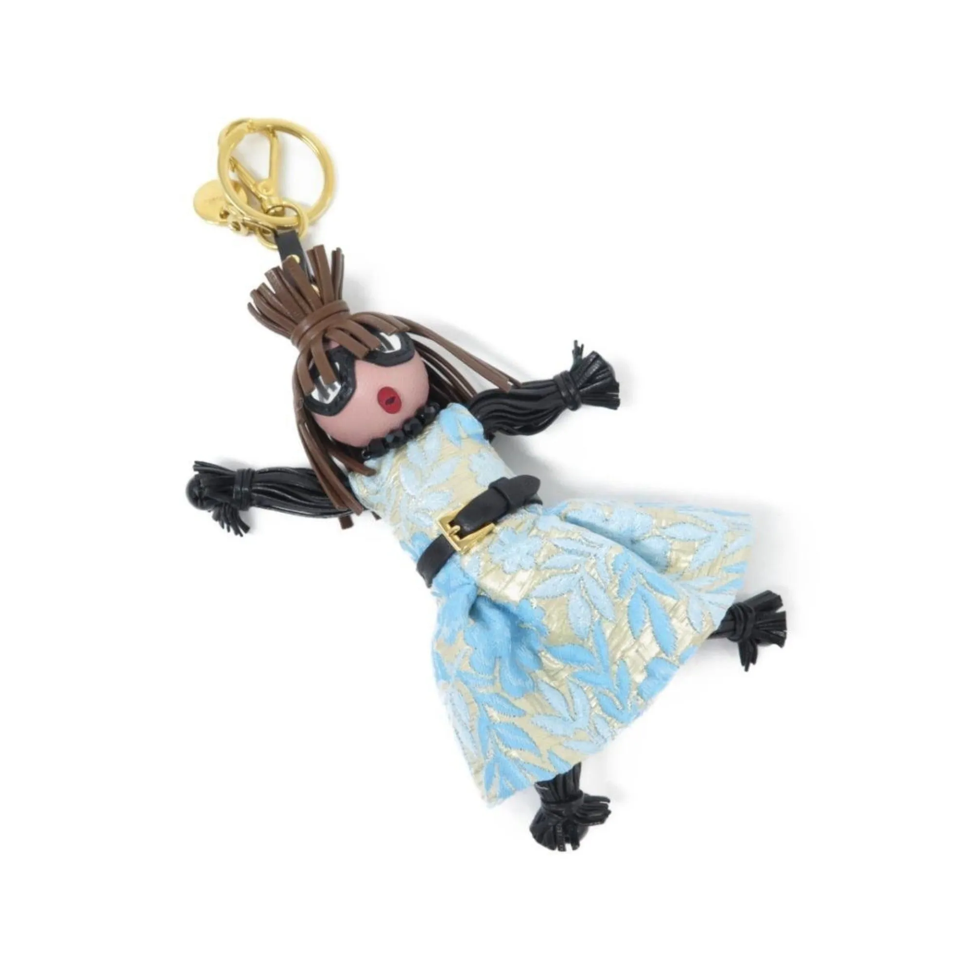 Prada Trick Pelle Azzurro Blue Dress Jasmine Doll Keyring Key Charm