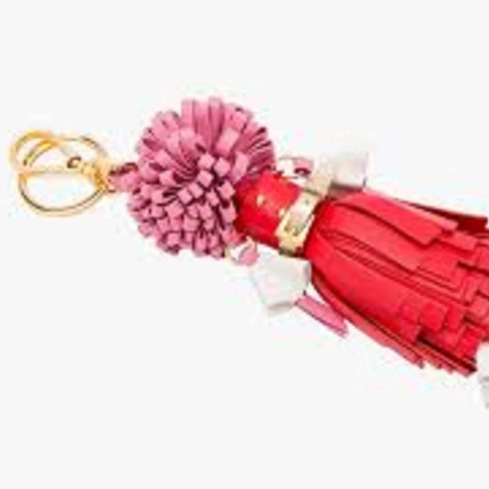 Prada Trick Pelle Key Chain Ring Bag Charm Doll Wendy Red Pink Leather