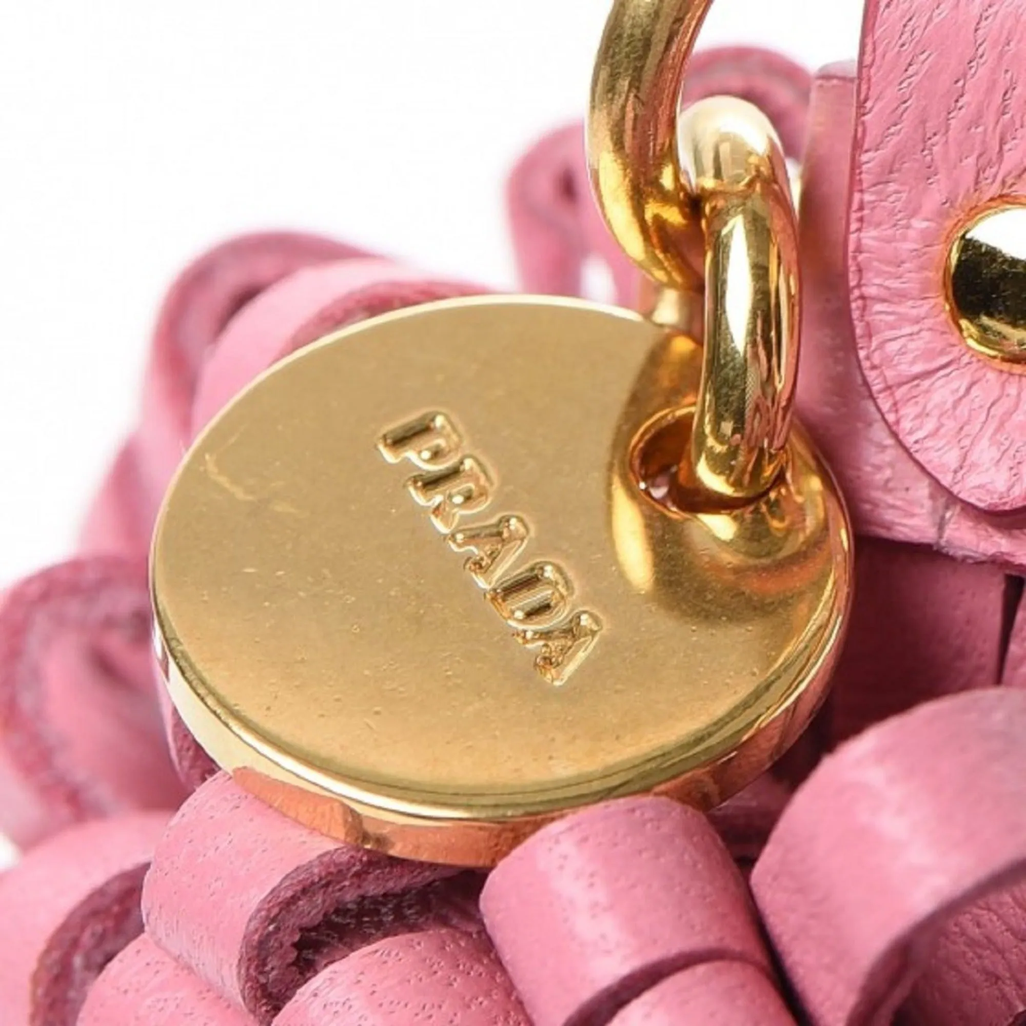 Prada Trick Pelle Key Chain Ring Bag Charm Doll Wendy Red Pink Leather