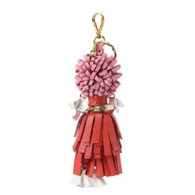 Prada Trick Pelle Key Chain Ring Bag Charm Doll Wendy Red Pink Leather