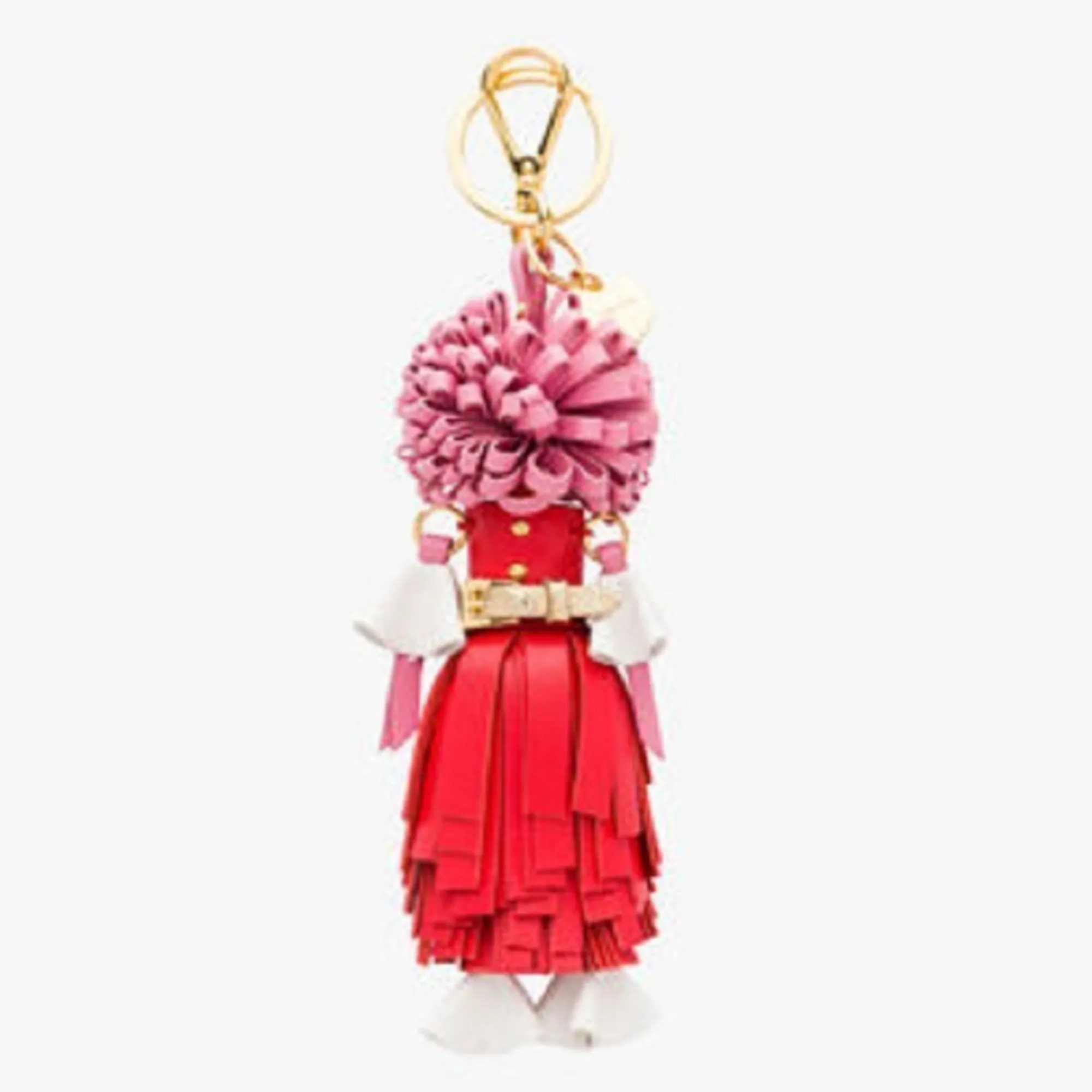 Prada Trick Pelle Key Chain Ring Bag Charm Doll Wendy Red Pink Leather