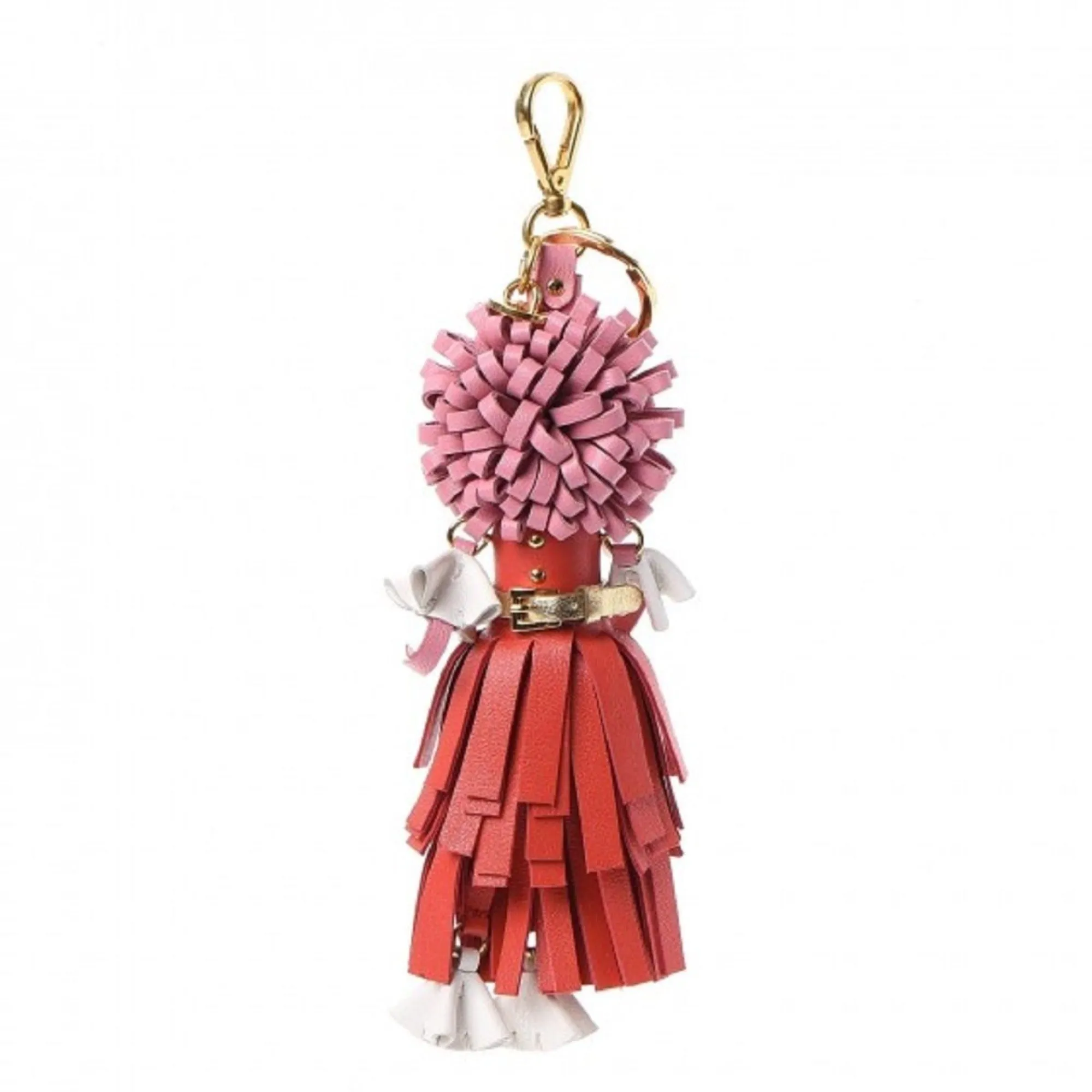 Prada Trick Pelle Key Chain Ring Bag Charm Doll Wendy Red Pink Leather