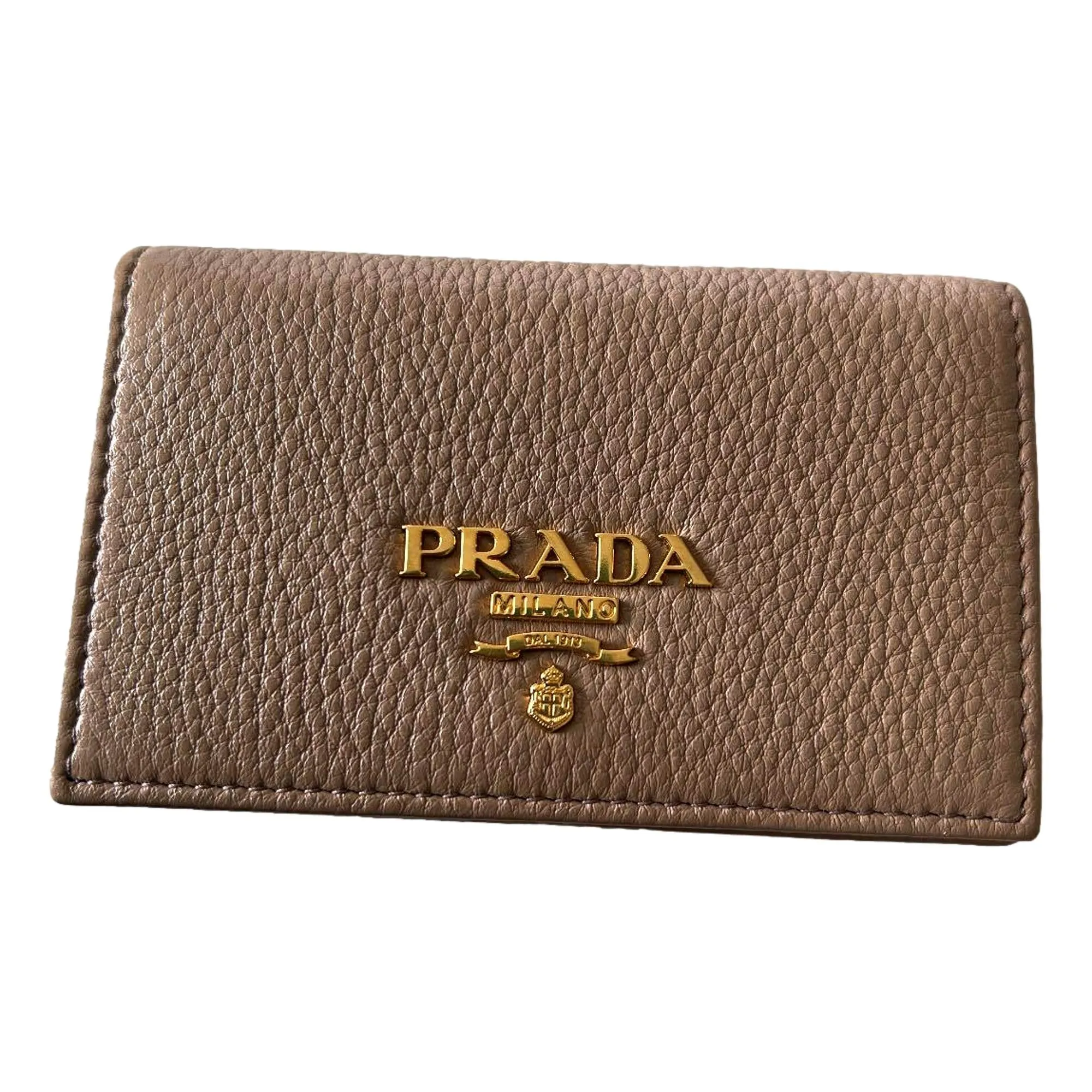 Prada Women's Vitello Grain Cipria Beige Leather Card Case Wallet