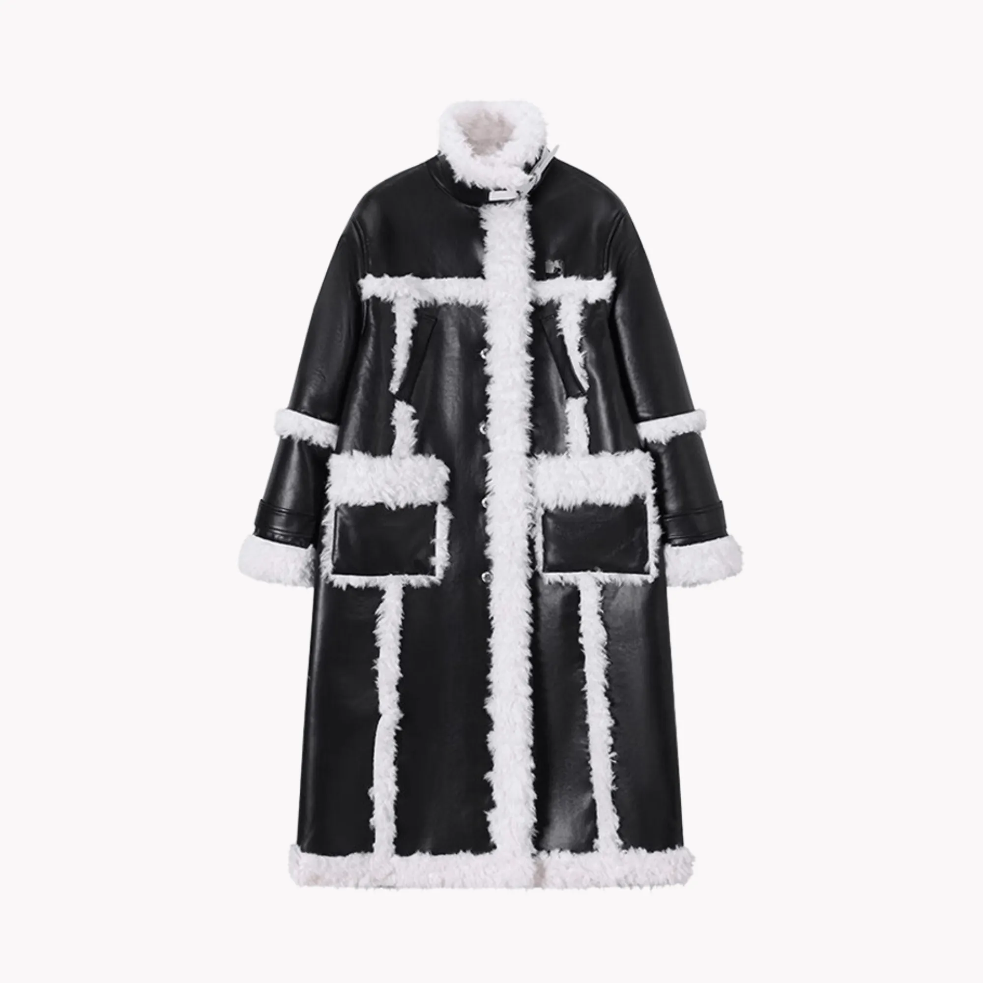 Pre Order:  Paneled Lamb Wool Coat