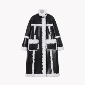 Pre Order:  Paneled Lamb Wool Coat