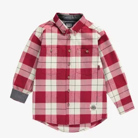 Red   Cream Cotton Plaid Shirt