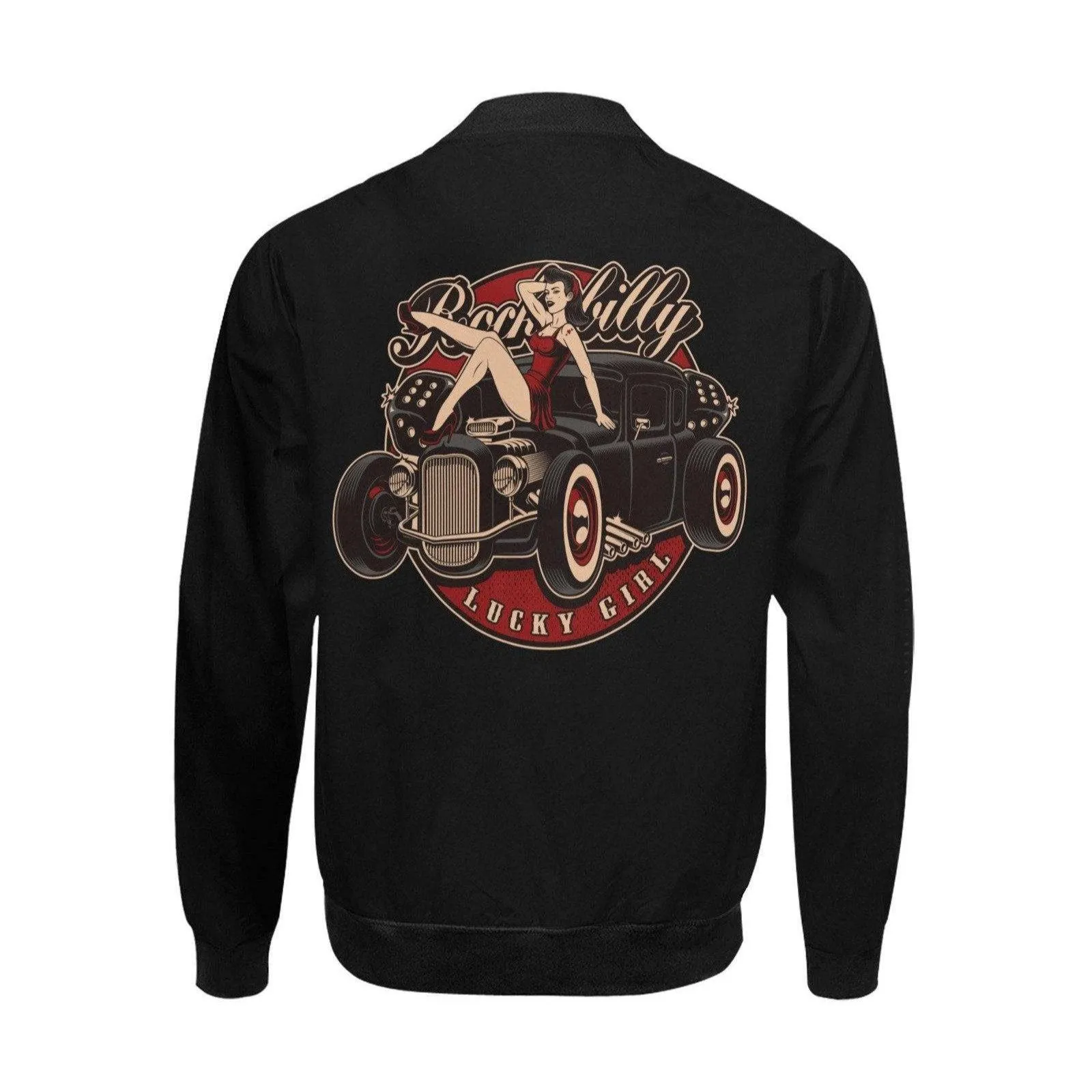 ROCKABILLY LUCKY GIRL Men's Hot Rod Bomber Jacket