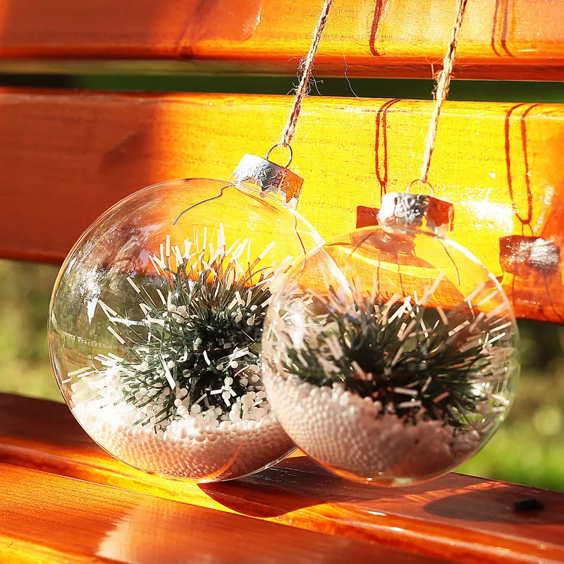 Set of 5 Christmas Hanging Glass Balls Clear Decor for Christmas Tree