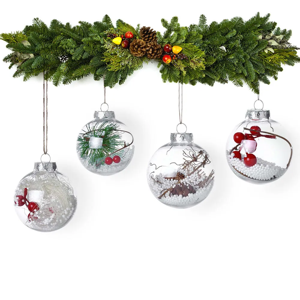 Set of 5 Christmas Hanging Glass Balls Clear Decor for Christmas Tree