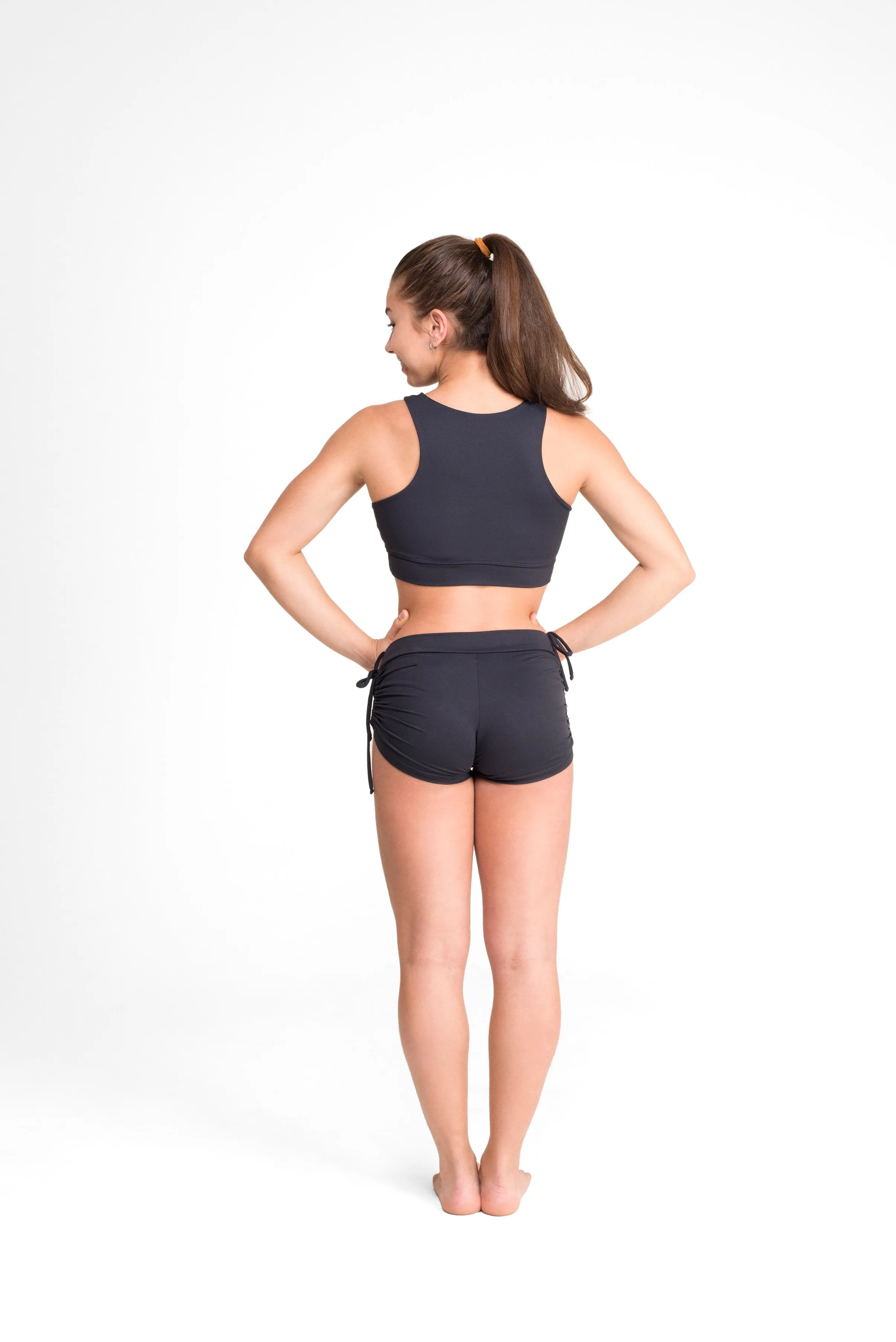 Side String Shorts Black, Supplex