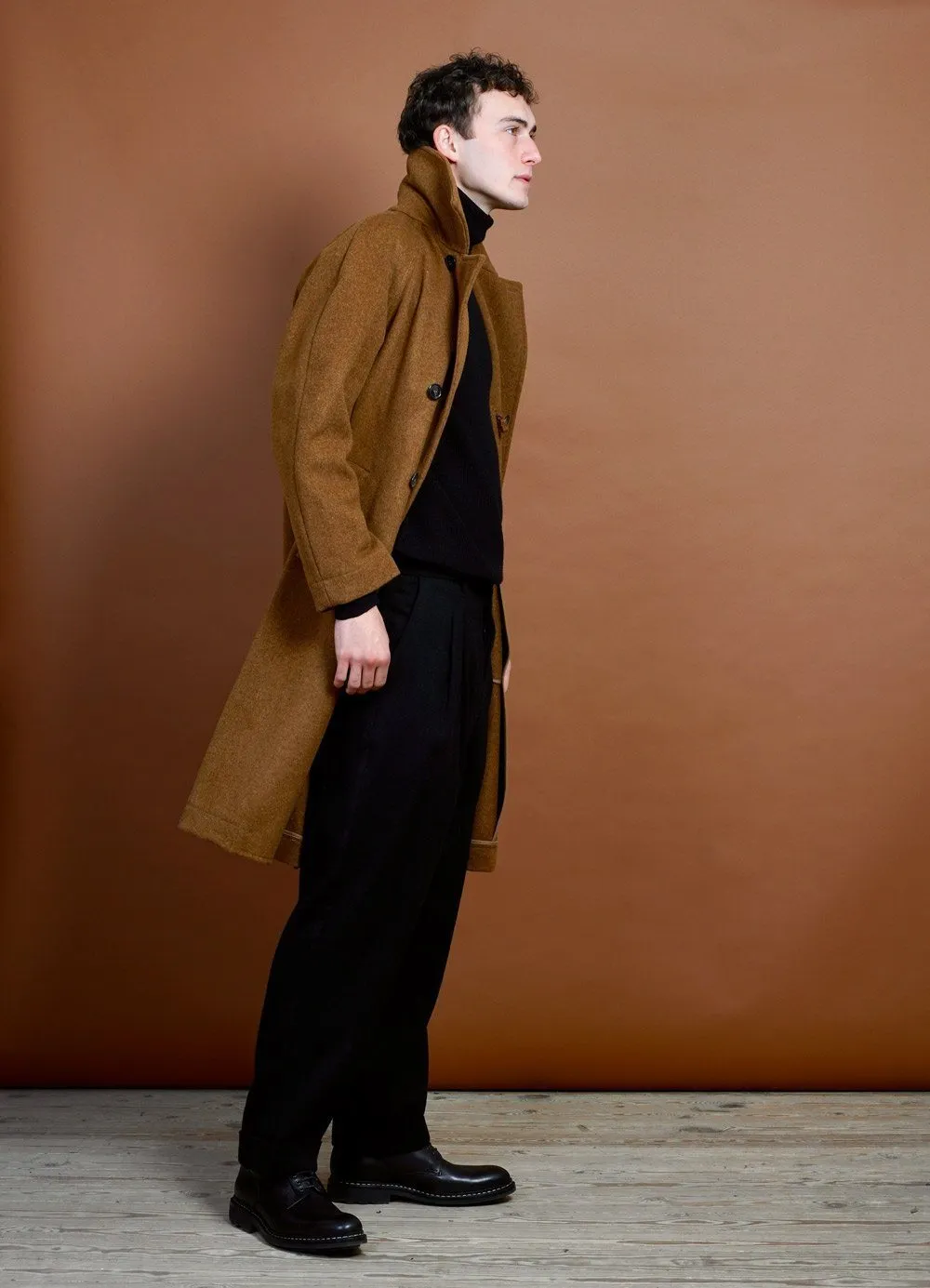 SIGURD | Long Wool Felt Coat | Cognaco