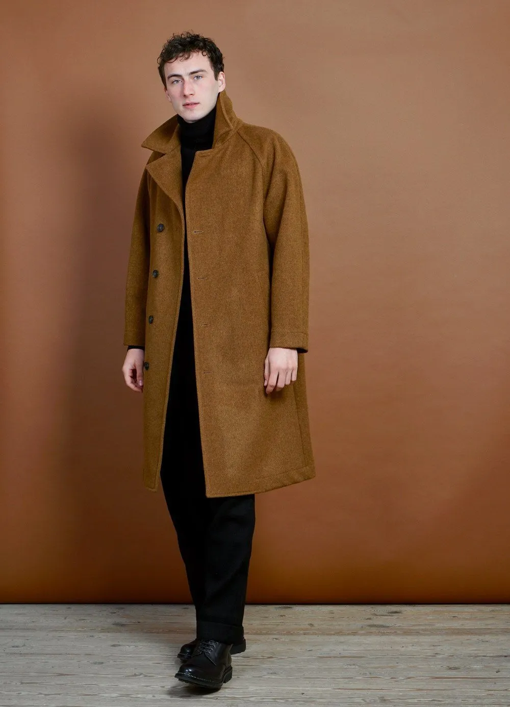 SIGURD | Long Wool Felt Coat | Cognaco