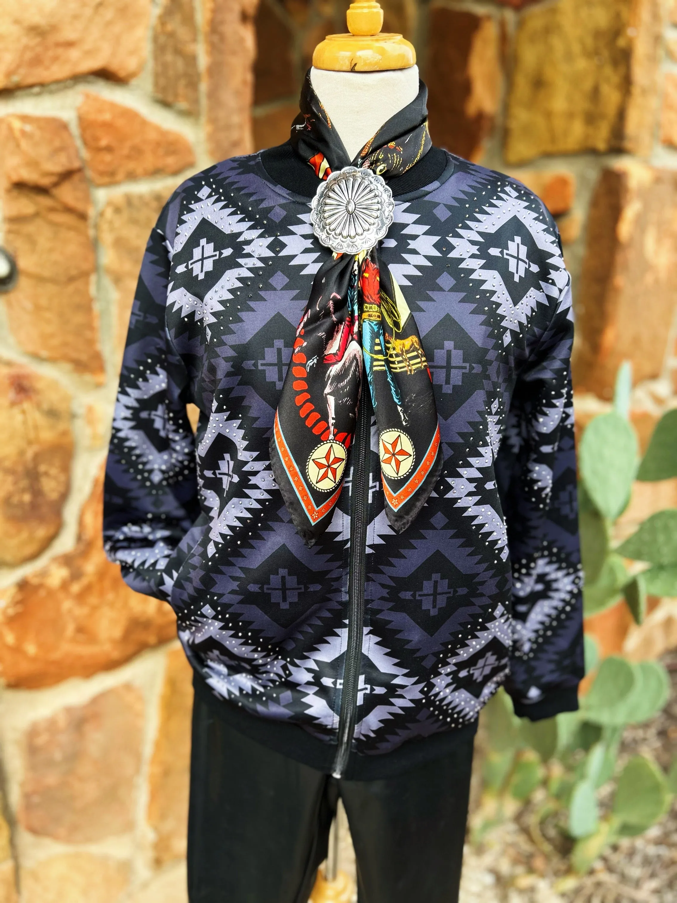 Southwest Rhinestone Bomber Jacket