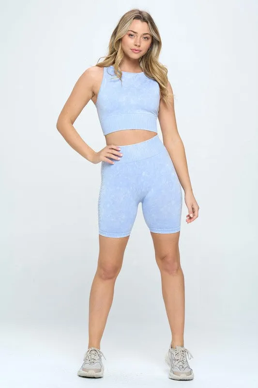 TEEK - Mineral Wash Seamless Biker Shorts Set