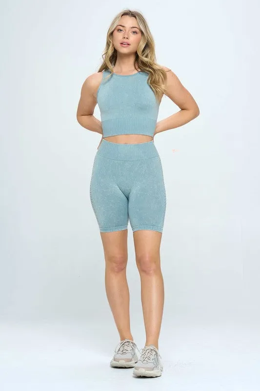 TEEK - Mineral Wash Seamless Biker Shorts Set