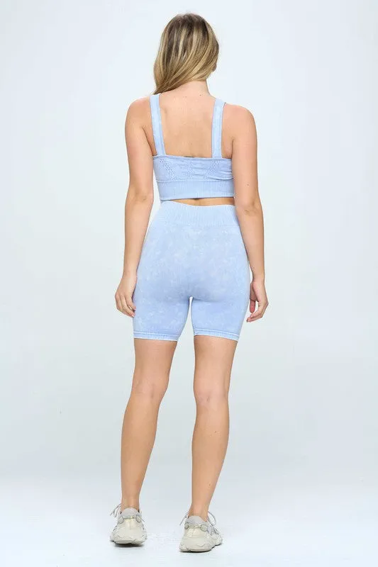 TEEK - Mineral Wash Seamless Biker Shorts Set