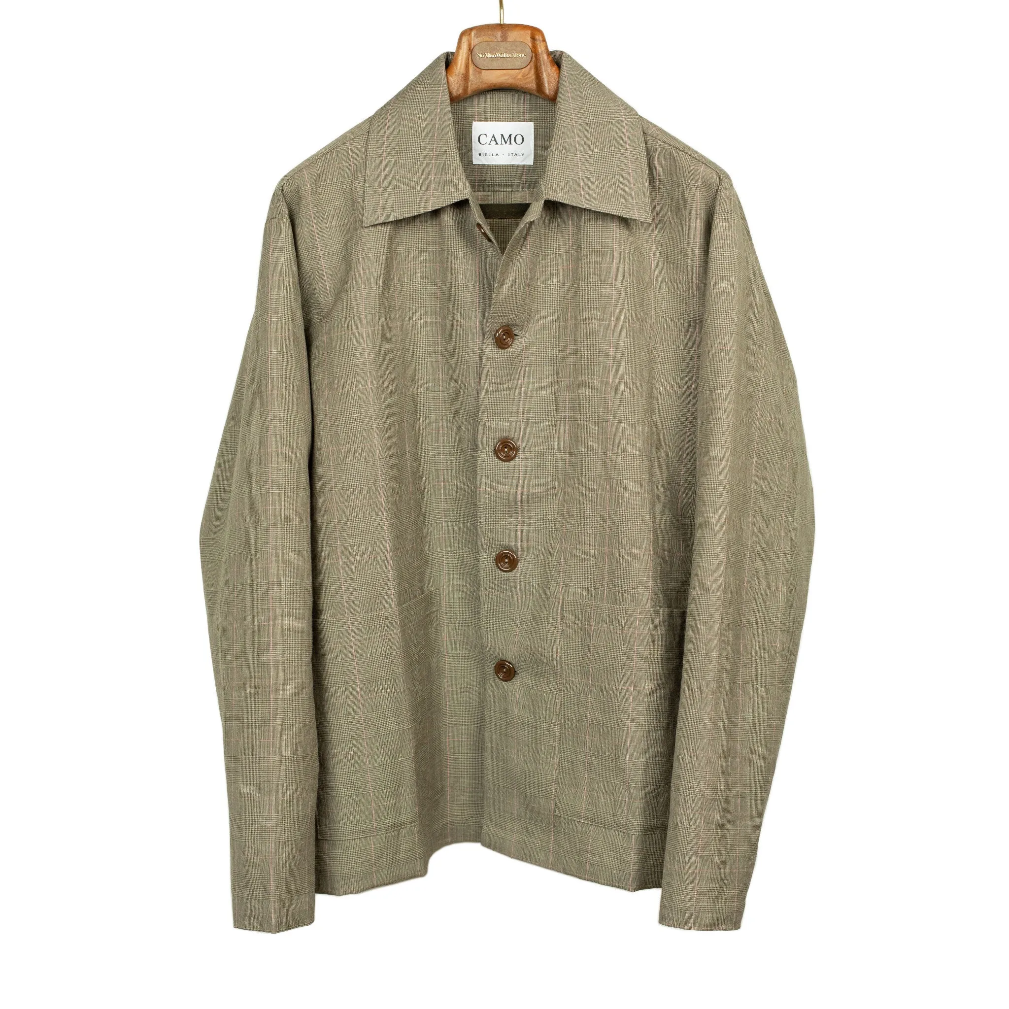 Tisserand Air relaxed jacket in deadstock Prince-of-Wales wool linen