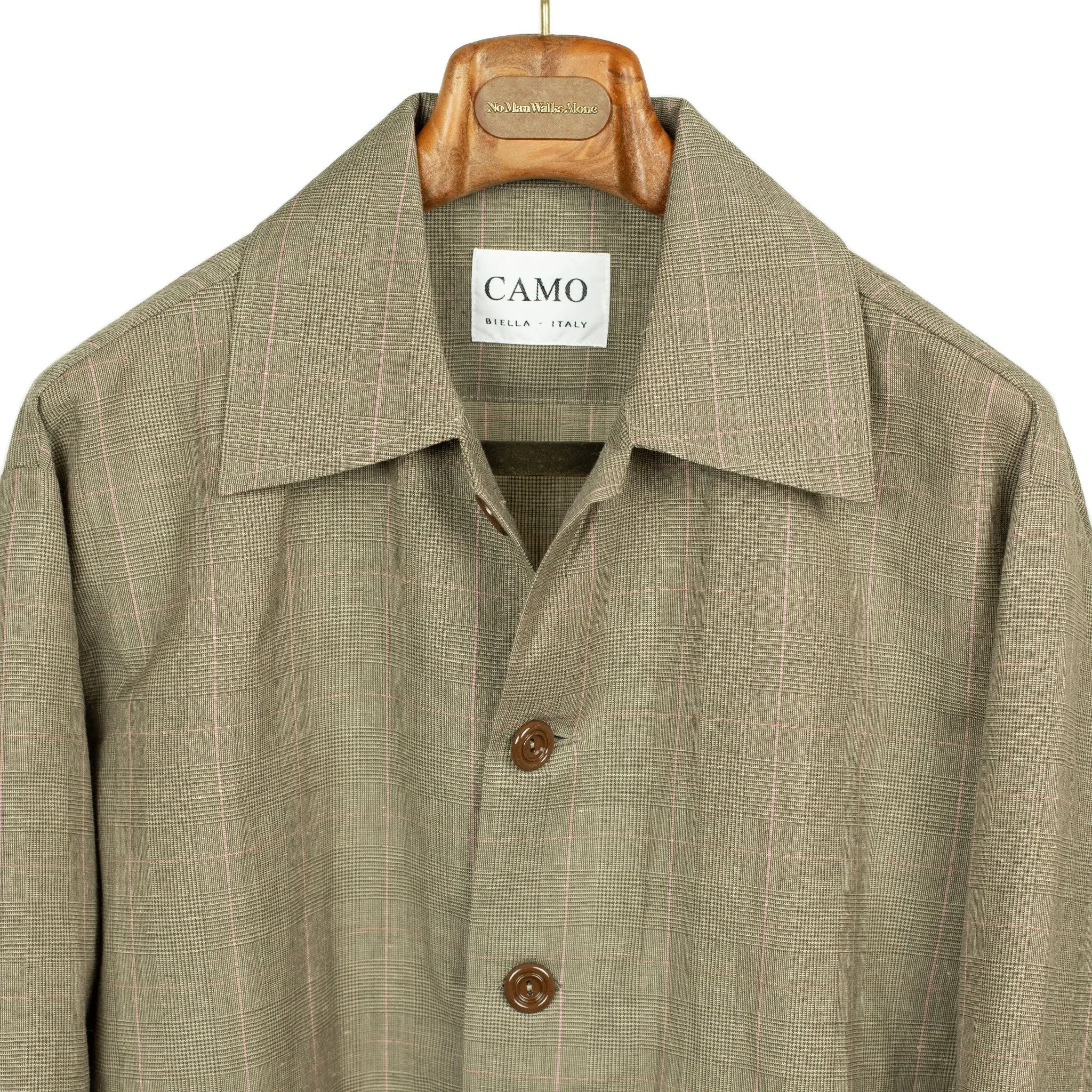 Tisserand Air relaxed jacket in deadstock Prince-of-Wales wool linen