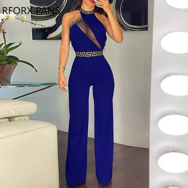 Trendy Cutout Sheer Mesh Jumpsuit