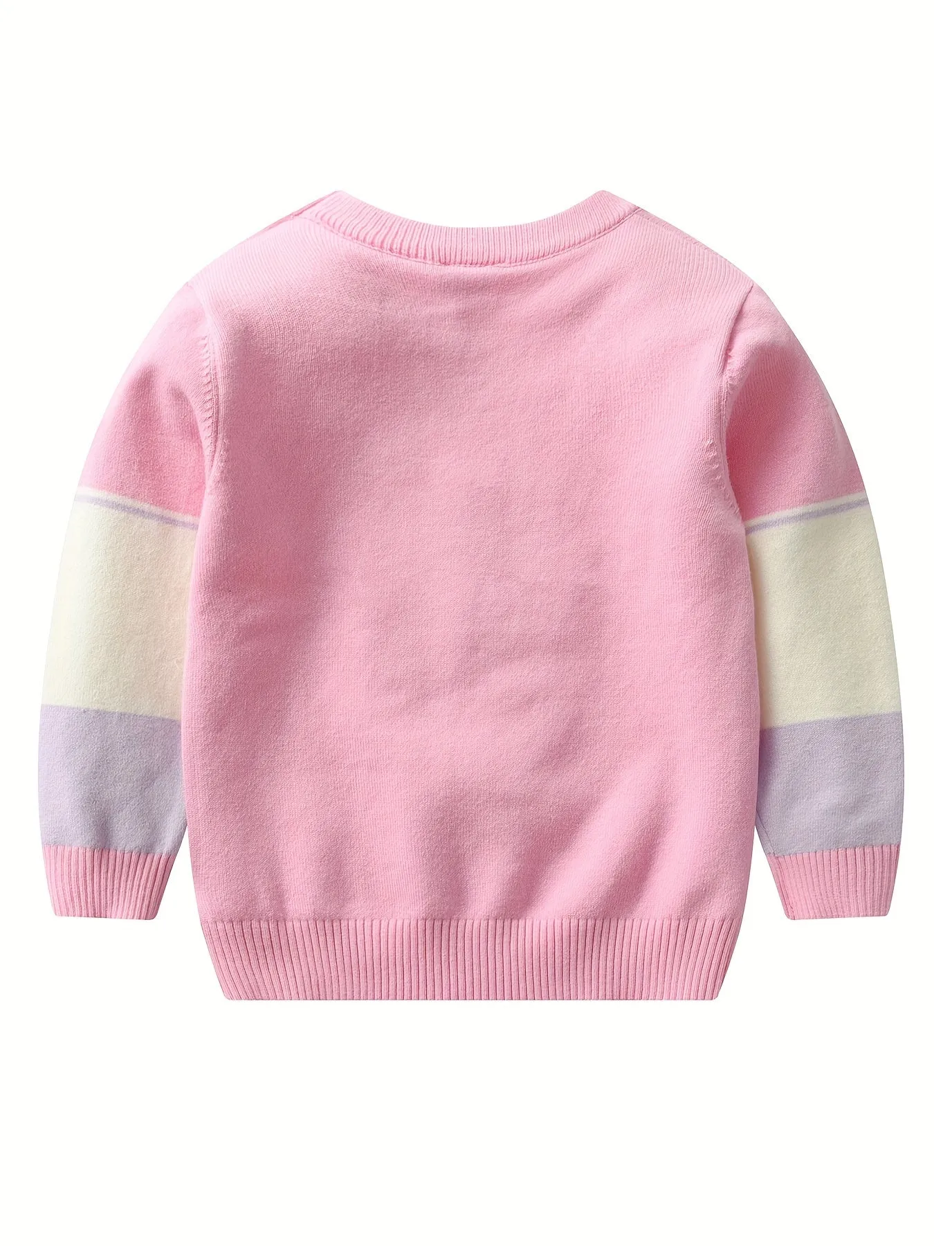 Vibrant Daisy Delight Crew Neck Sweater Top for Girls - Soft Beads and Butterfly Embroidery, Long Sleeves, Comfortable Fit, Spring and Autumn Wear, Ideal for Casual Outings and School Days