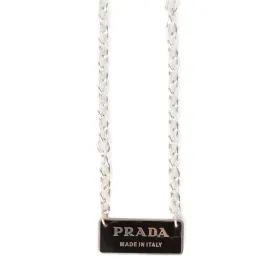 VT Rework: Prada Rectangular Logo Chunky Curb Necklace