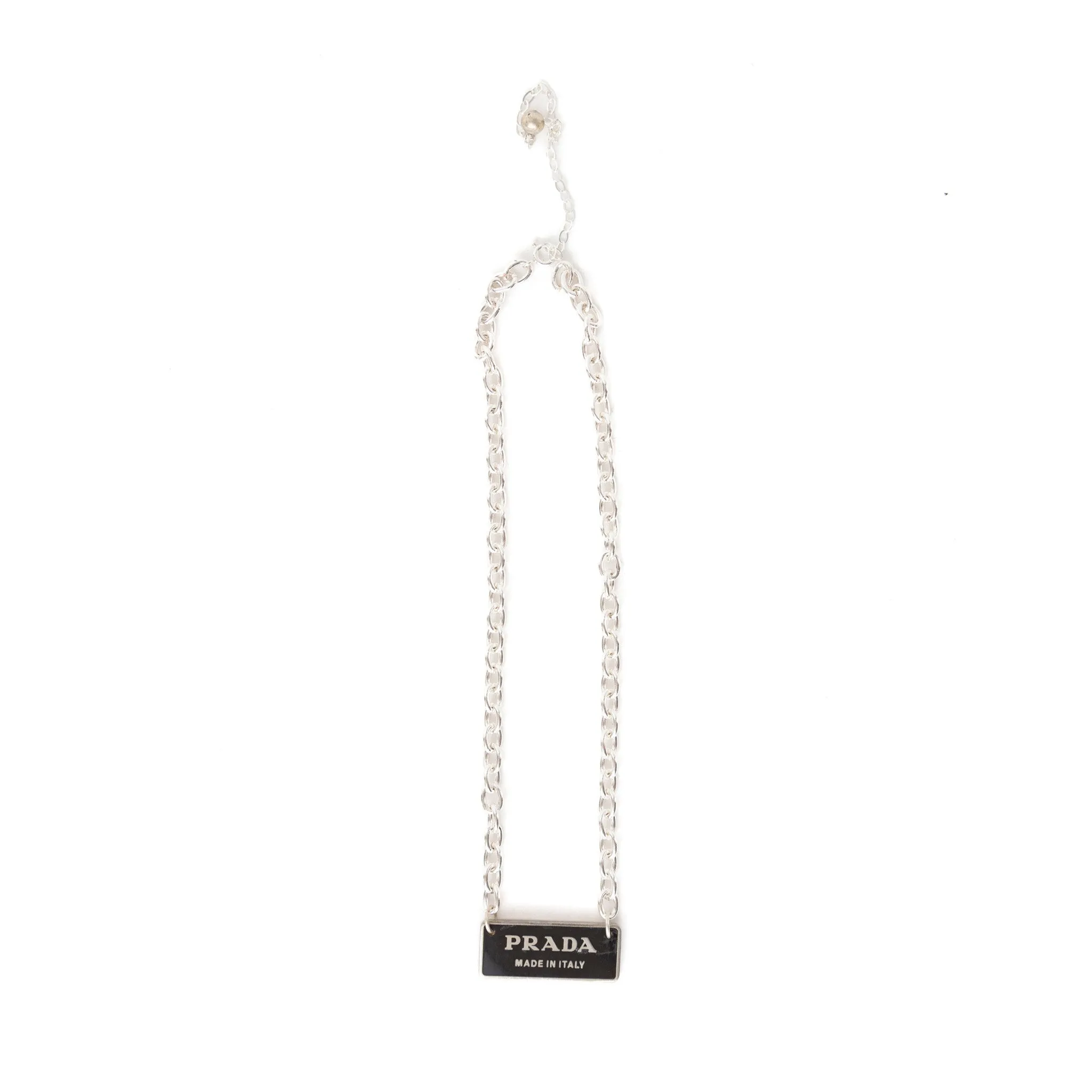 VT Rework: Prada Rectangular Logo Chunky Curb Necklace