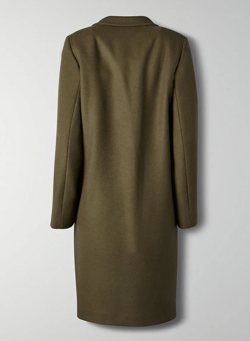 Women Wool Long Coat Green & Camel Color Style