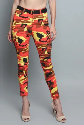 Women's Cargo Color Camo Skinny Pants